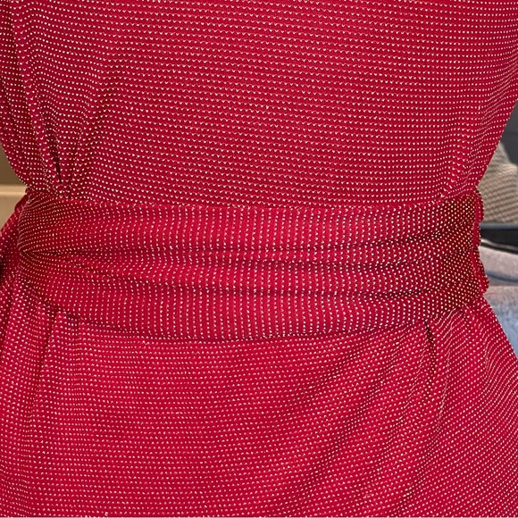 NWT $140 Michael Kors Red Dress Small Gold Metallic Faux-Wrap Crimson - Picture 9 of 15